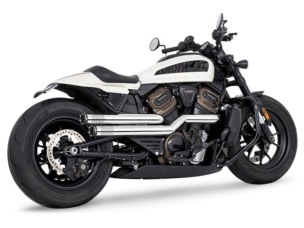 Freedom Performance FPE-HD02126 Independence Perforated High Exhaust Chrome w/Black End Caps for Sportster S 21-Up