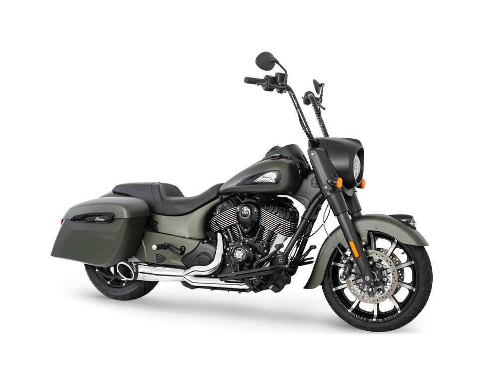 Freedom Performance FPE-IN00179 Turnout 2-1 Exhaust Chrome w/Black End Cap for Indian Big Twin 14-Up w/Hard Saddle Bags