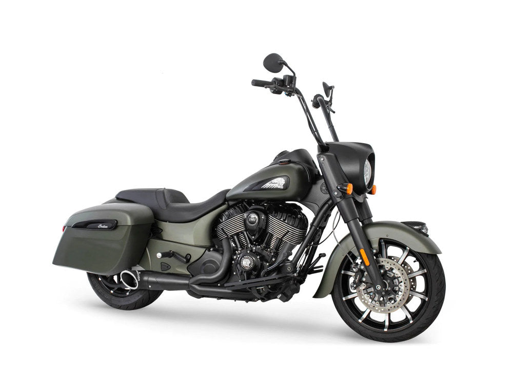 Freedom Performance FPE-IN00180 Turnout 2-1 Exhaust Black w/Black End Cap for Indian Big Twin 14-Up w/Hard Saddle Bags