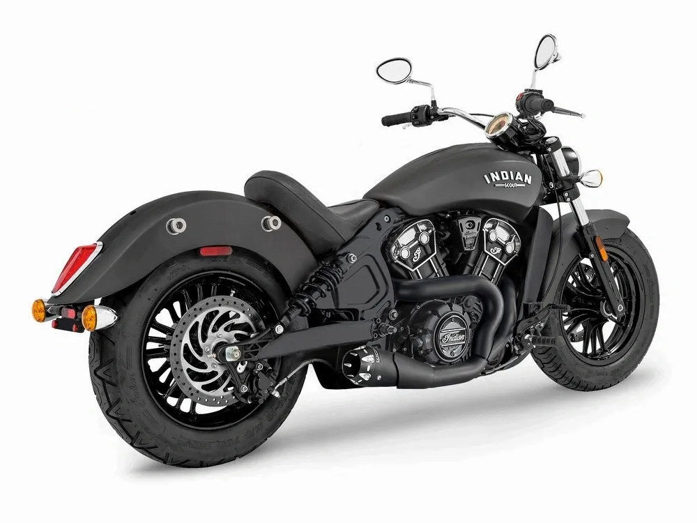 Freedom Performance FPE-IN00187 American Outlaw Shorty 2-1 Exhaust Black w/Black End Cap for Indian Scout 15-Up