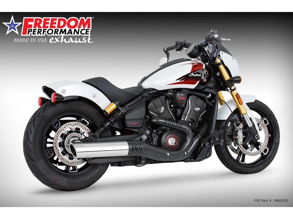 Freedom Performance FPE-IN00555 4" Slip-On Muffler Chrome w/Chrome End Cap for Indian Scout 25-Up