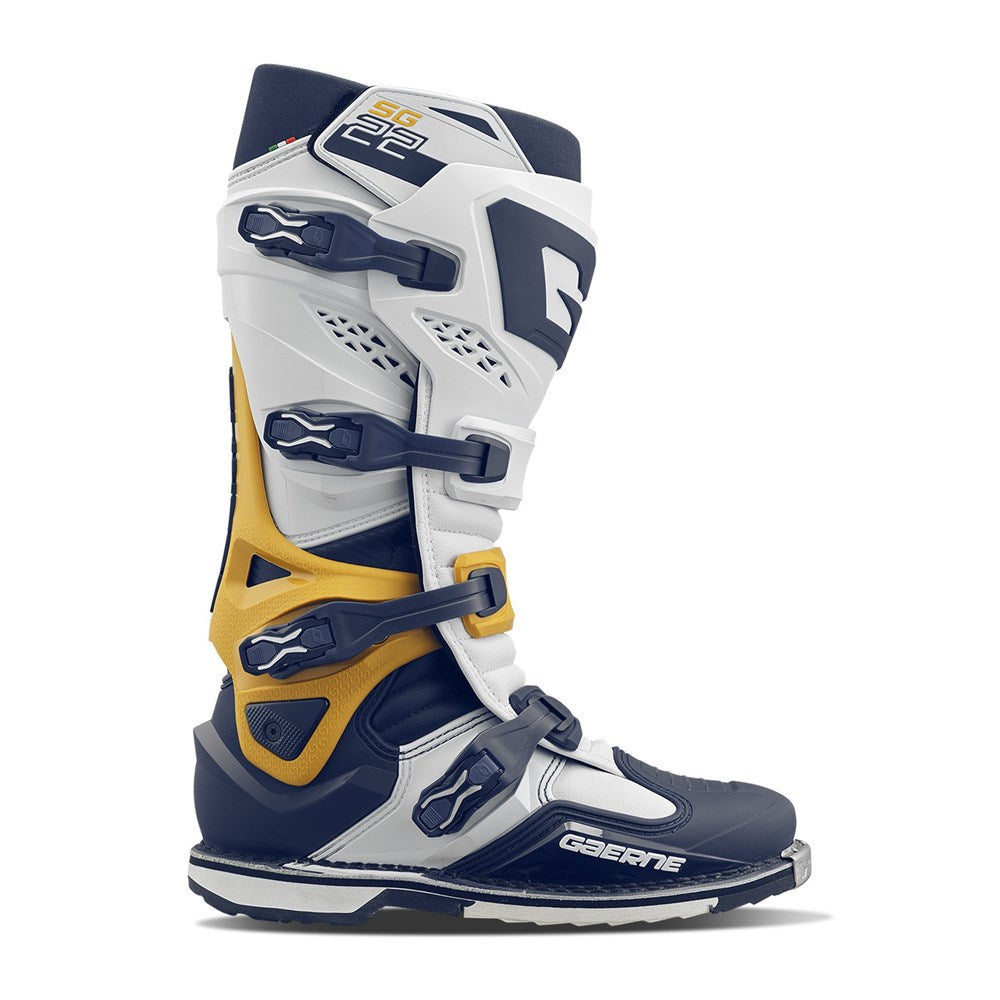 Gaerne SG-22 Squadron White/Navy/Gold Boots