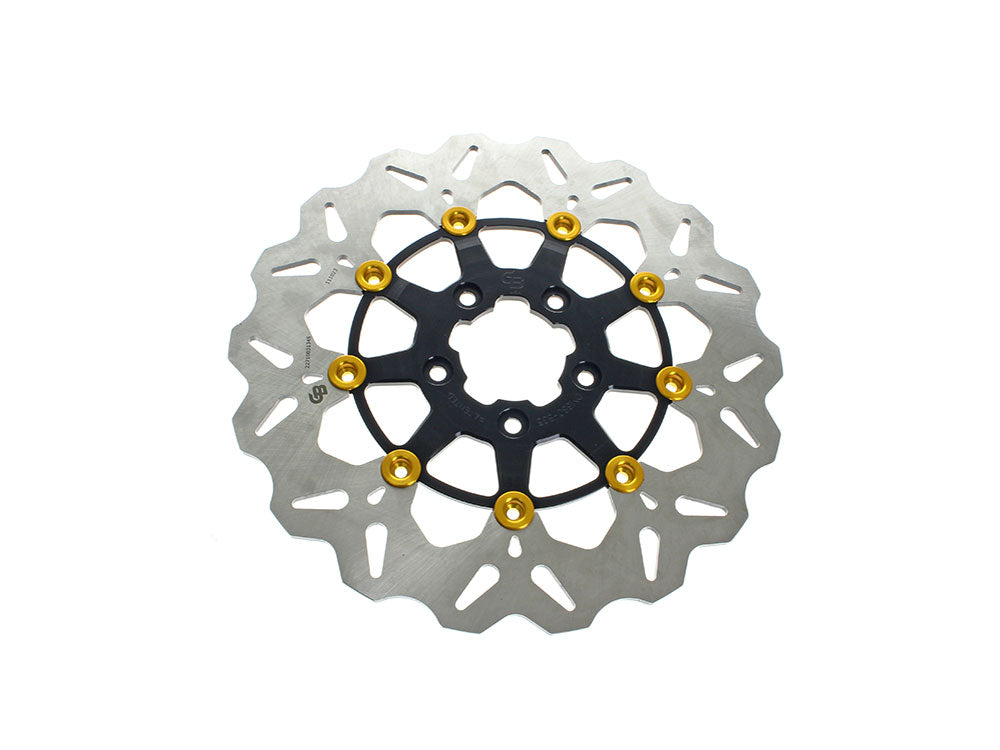 Galfer USA GAL-DF835CW-B-G 11.8" Front Wave Floating Disc Rotor Black w/Gold Buttons for Dyna 06-17/Softail 15-Up/Sportster 14-21/some Touring 08-23