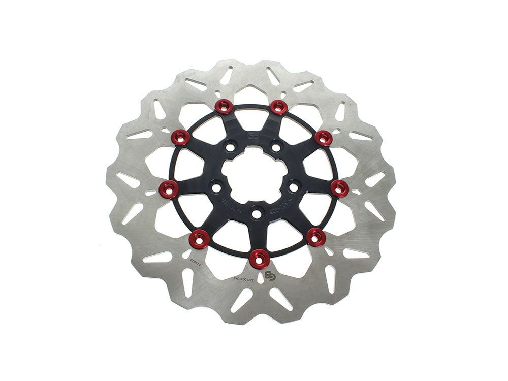 Galfer USA GAL-DF835CW-B-R 11.8" Front Wave Floating Disc Rotor Black w/Red Buttons for Dyna 06-17/Softail 15-Up/Sportster 14-21/some Touring 08-23