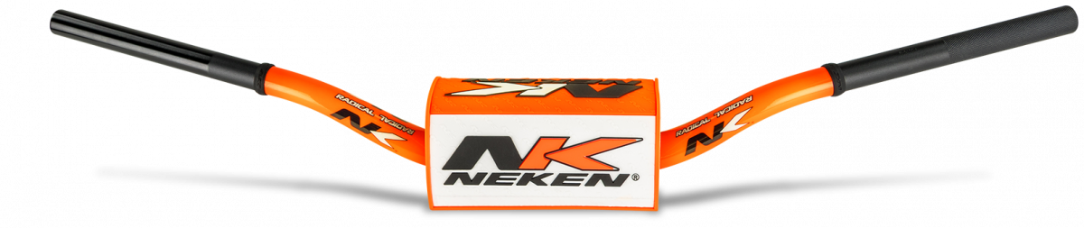 Neken Radical Design Handlebar 85cc High (Conical Design/Length 754mm/Height 139mm/Sweep 72mm) Fluro Orange w/Orange/White Pad