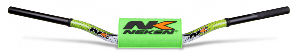 Neken Radical Design Handlebar 85cc High (Conical Design/Length 754mm/Height 139mm/Sweep 72mm) White/Green w/Fluro Green Pad