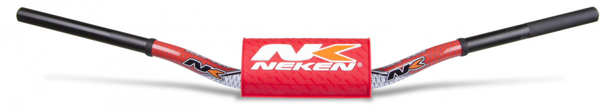 Neken Radical Design Handlebar 85cc High (Conical Design/Length 754mm/Height 139mm/Sweep 72mm) White/Red w/Red Pad