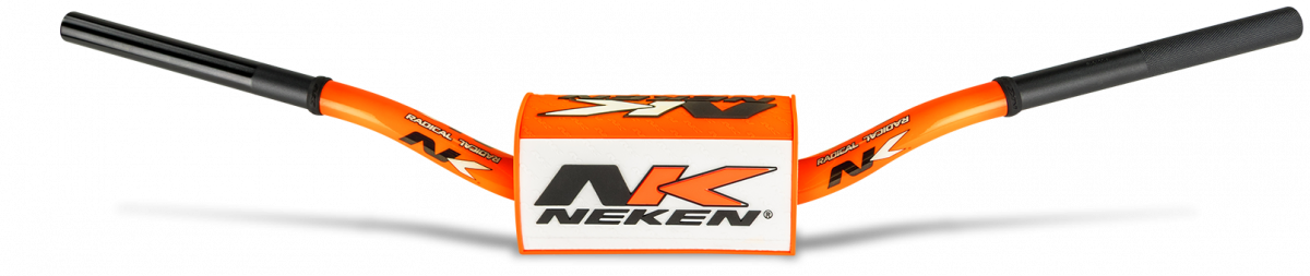 Neken Radical Design Handlebar 85cc Low (Conical Design/Length 754mm/Height 102mm/Sweep 70mm) Fluro Orange w/Orange/White Pad