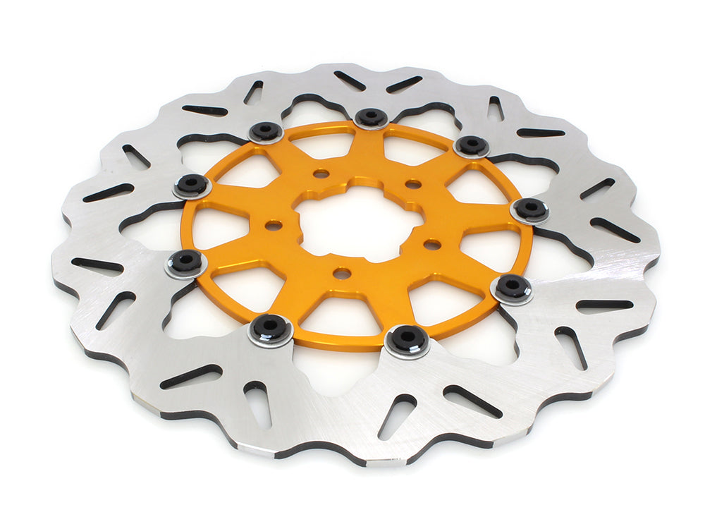 GBrakes GB-GBDU006 11.8" Front Wave Floating Disc Rotor w/Gold Carrier for Harley-Davidson Dyna 06-17/Softail 15-Up/Sportster 14-21 & some Touring 08-23