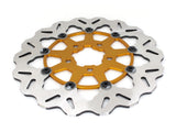 GBrakes GB-GBDU016 11.5" Rear Floating Wave Disc Rotor w/Gold Carrier for Harley-Davidson Big Twin 00-Up/Sportster 00-10