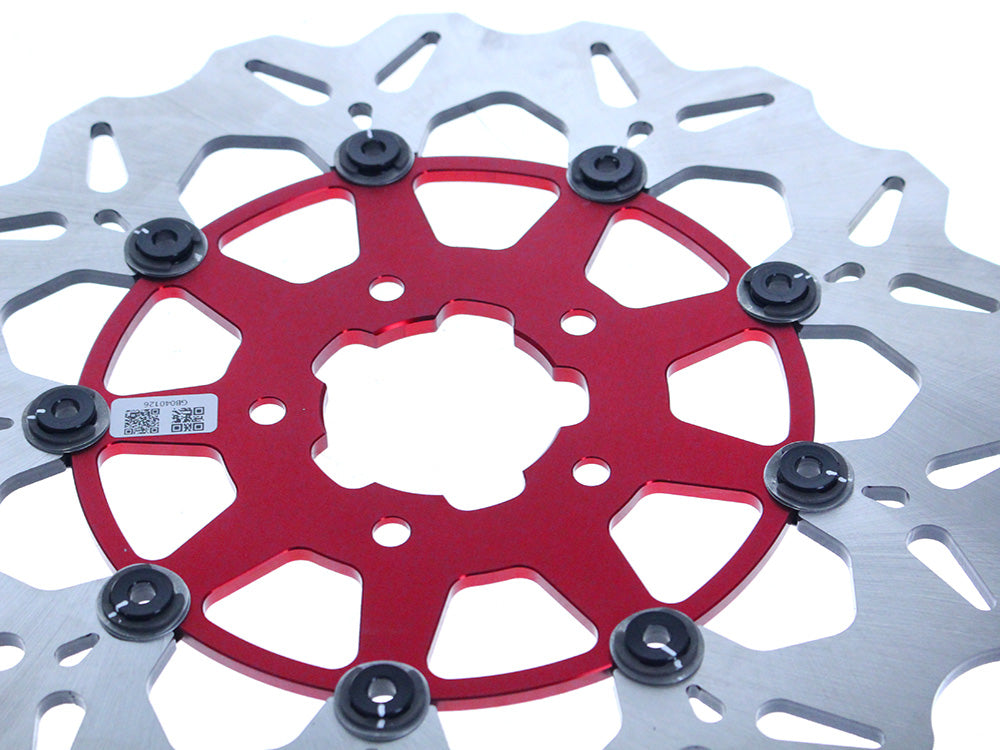 GBrakes GB-GBDU019 11.5" Front Floating Wave Disc Rotor w/Red Carrier for Harley-Davidson Big Twin 00-Up/Sportster 00-10