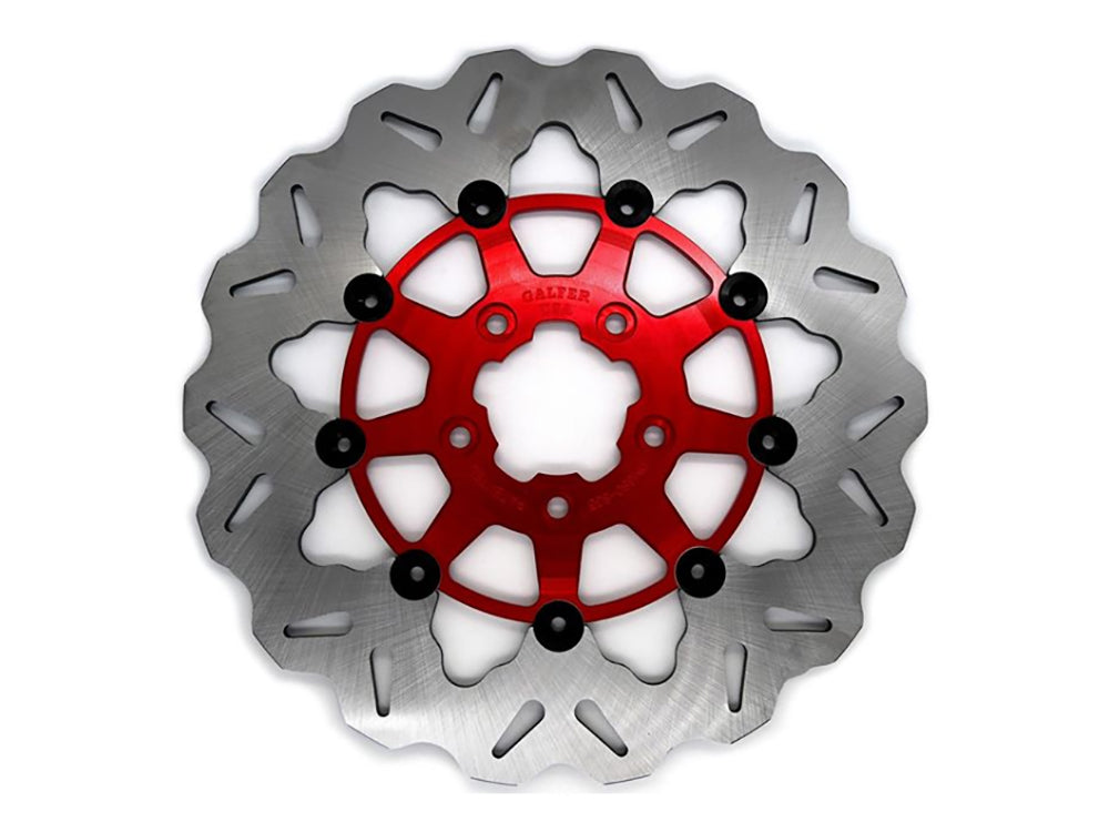 GBrakes GB-GBDU021 11.5" Rear Floating Wave Disc Rotor w/Red Carrier for Harley-Davidson Big Twin 00-Up/Sportster 00-10
