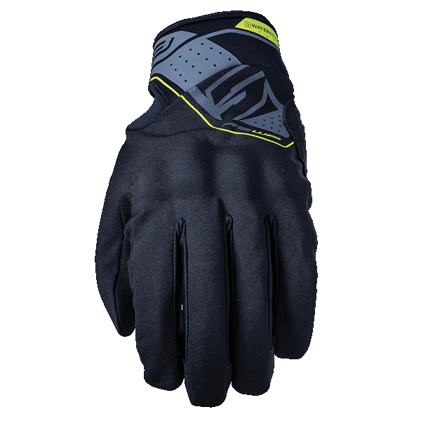 Five RS Waterproof Black/Fluro Yellow Gloves