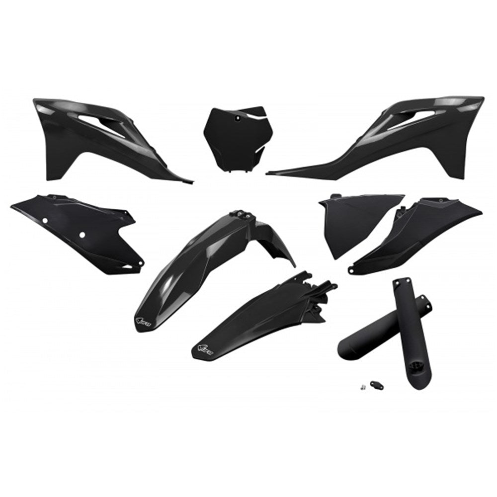 UFO Full Plastics Kit Black w/Headlight Shroud for Gas Gas MC 125/MC 250F/MC 450F/EX 250F/EX 300/EX 350F/EX 450F 21-23/MC 250/EX 250/MC 350F 22-23