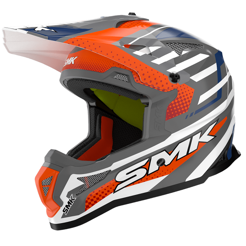 SMK Allterra Bulldozer MA617 Matte Grey/White/Orange Helmet