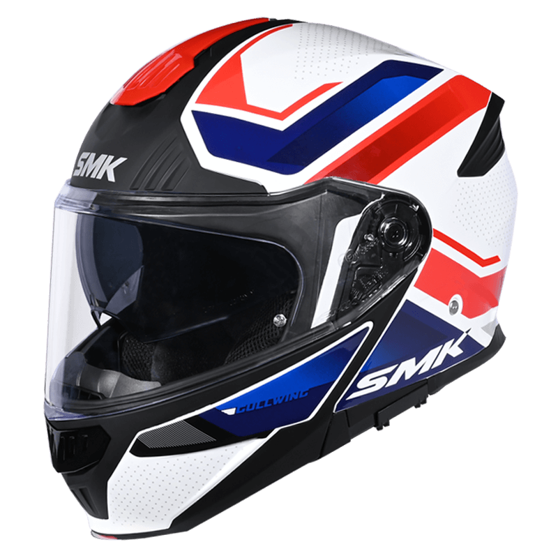 SMK Gullwing Supertour Gloss White/Blue/Red GL153 Modular Helmet