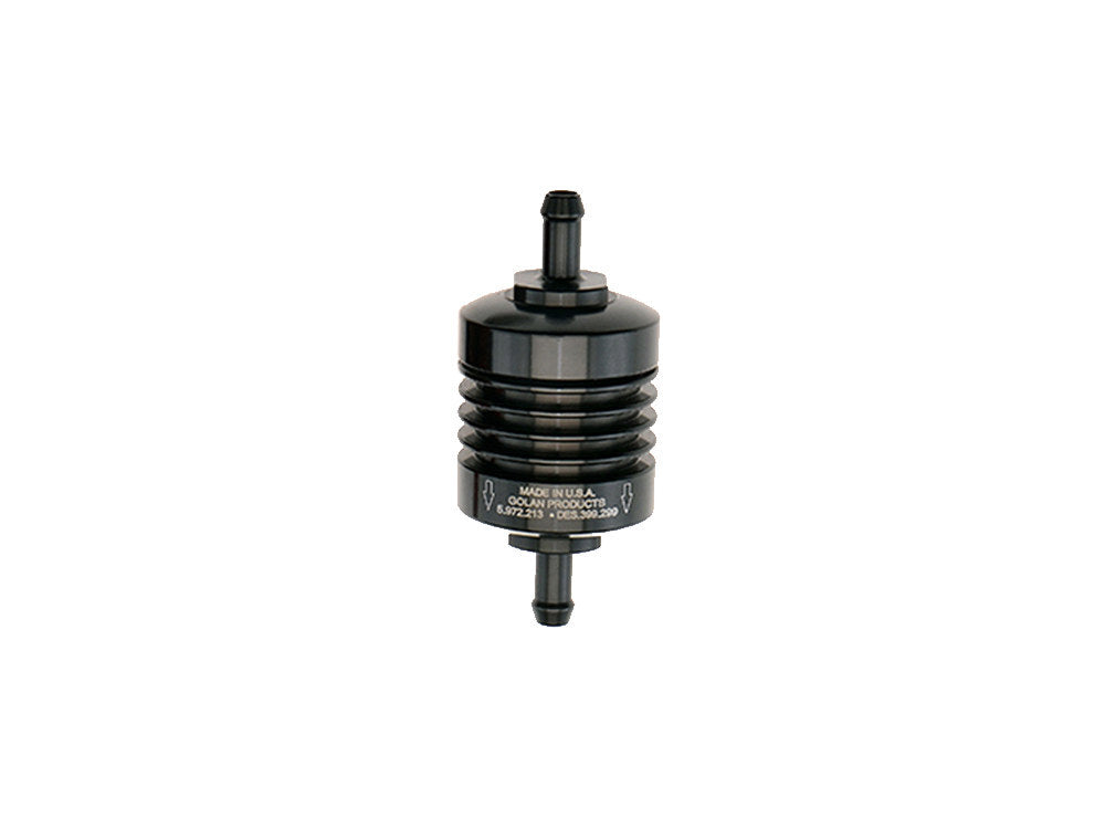 Golan Products Inc GP-60-312G-BLK Washable Mini Inline Fuel Filter 5/16" Hose x 1.5" Long Black Billet Aluminium