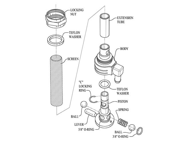 Golan Products Inc GP-76-312F-BLK Fuel Tap/Petcock w/22mm Thread & 5/16" Forward Facing Fuel Outlet Black