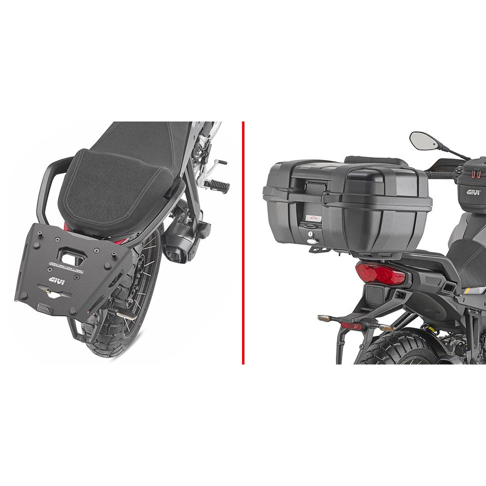 Givi GVSRA8208 Aluminum Top Case Rear Rack for Moto Guzzi Stelvio 1000 24-25 w/Monokey Top Case