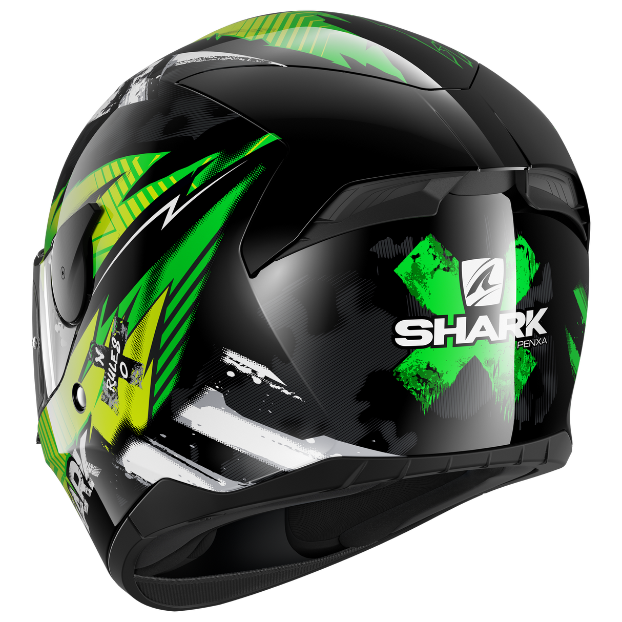 Shark D-Skwal 2 Penxa Black/Green/Yellow Helmet [Size: LG] [INTERNAL]