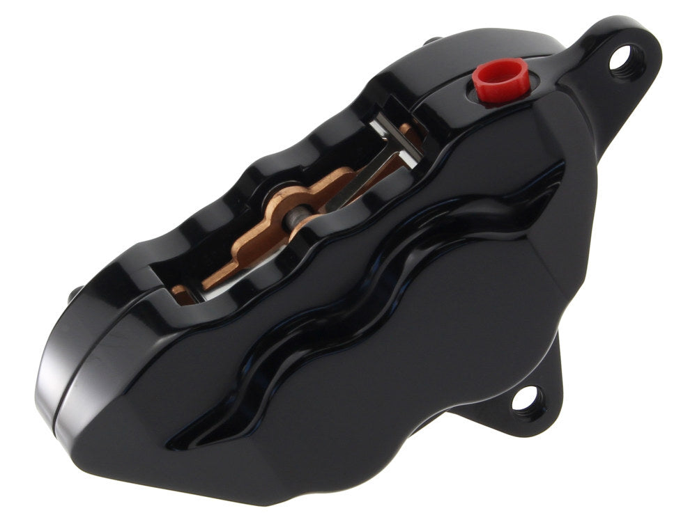 Hawg Halters Inc HHI-RKSTAB500 Right Hand Rear 4 Piston Caliper & Mounting Bracket Black for Softail 87-99