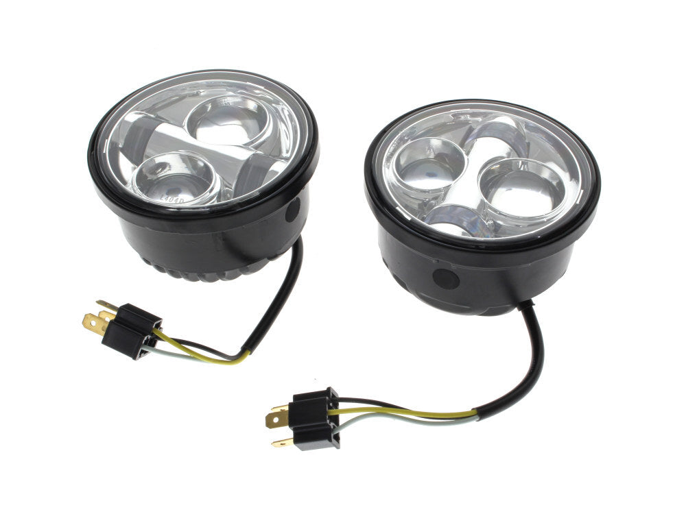 Hoglights HOG-4047FB-CHR 4.5" LED Headlight Inserts Chrome for Dyna Fat Bob 08-17 w/Dual Headlight