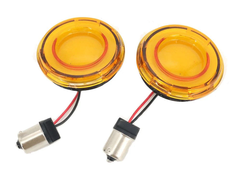 Hoglights HOG-FFXTSAA1156 FusionFX Turn Signal Inserts w/Amber LED & Amber Lenses for Front and Rear on most H-D 02-Up Models w/OEM Bullet Style Indicators