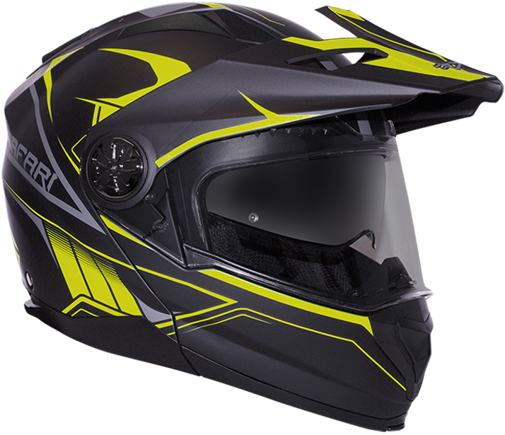 RXT 909P Safari Matte Black/Fluro Yellow Modular-Adventure Helmet