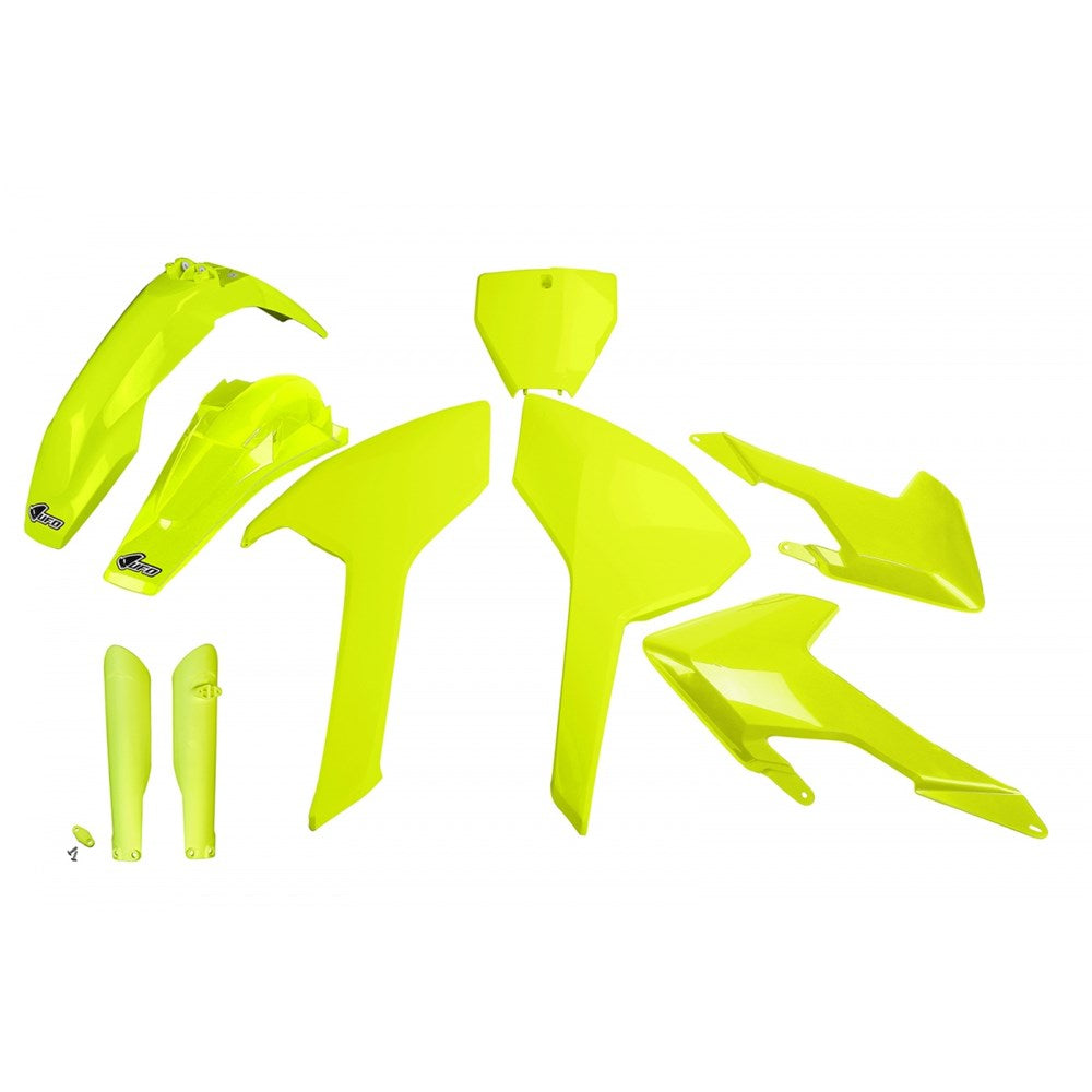 UFO Plastics Kit Fluro Yellow for Husqvarna TC 125/300/FC 250/350/450 16-18/TC 250 17-18