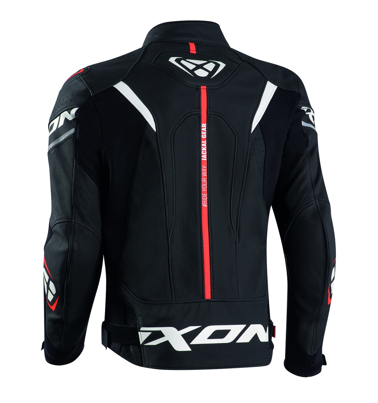 Ixon Jackal Black/White/Red Leather Jacket - EasyR