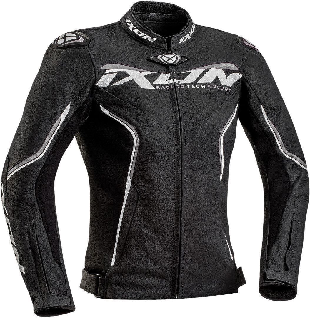 Ixon Trinity Lady Black/White/Grey Womens Leather Jacket [Size: MD] [INTERNAL]