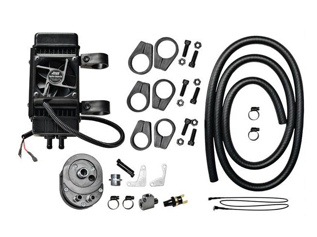 Jagg Oil Coolers JAG-751-FP2600 Fan Assisted 10 Row Universal Oil Cooler Kit for most H-D without Lower Fairing