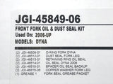 James Genuine Gaskets JGI-45849-06 49mm Fork Seal Kit for Dyna 06-17/Rocker 08-11/V-Rod 02-11/Touring 14-Up/Breakout 13-Up/some Softail 18-Up