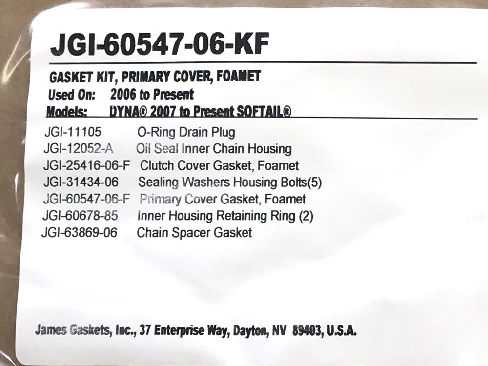 James Genuine Gaskets JGI-60547-06-KF Primary Cover Gasket Kit for Softail 07-17/Dyna 06-17