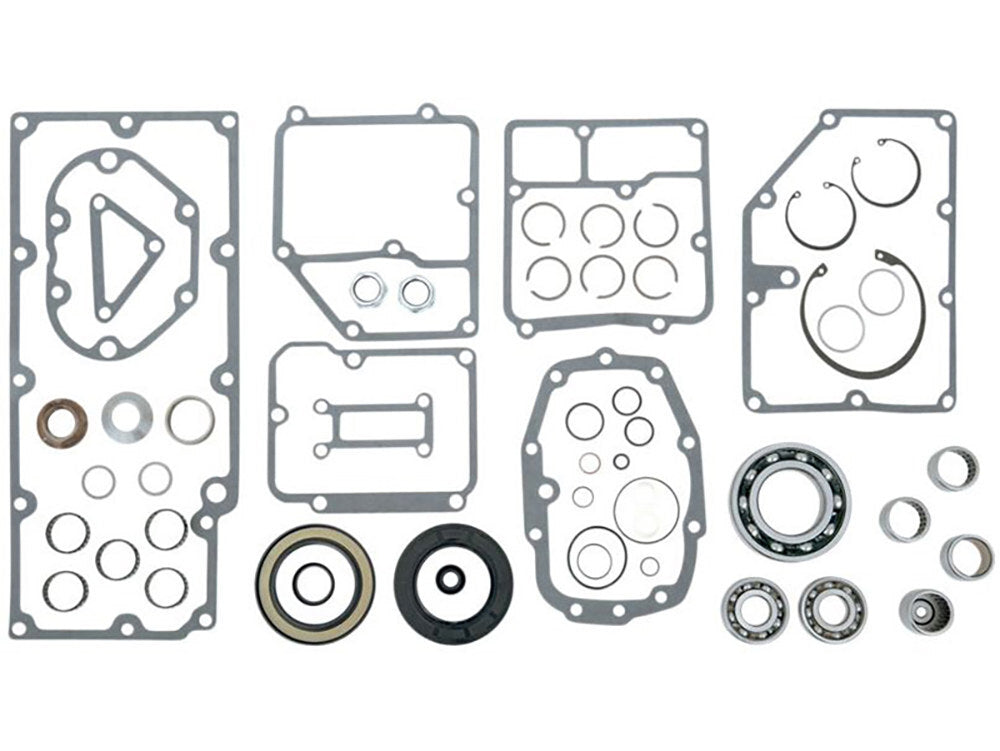 Jims Machine JM-1021 Transmission Rebuild Kit for Big Twin 91-98 5 Speed & Aftermarket 6 Speed w/Smaller 91-98 Trapdoor Bearings