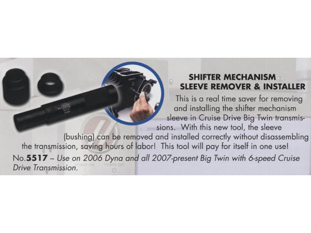 Jims Machine JM-5517 Shift Mechanism Sleeve Remove & Installer Tool for use on Dyna 2006/Big Twin 17-Up Models 6 Speed