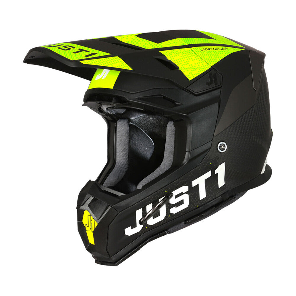 Just1 J22 Adrenaline Matte Carbon/Black/Fluro Yellow Helmet