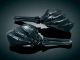 Kuryakyn K1758 Skeleton Hand Mirrors w/Black Stems & Black Mirror Heads