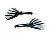 Kuryakyn K1764 Skeleton Hand Mirrors w/Black Stems & Chrome Mirror Heads