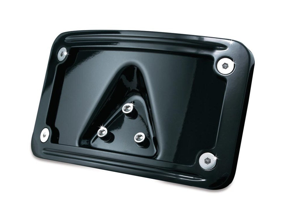 Kuryakyn K3148 Laydown Curved Number Plate Frame Black for H-D Models w/Standard 3-bolt Mounted License Plate Bracket