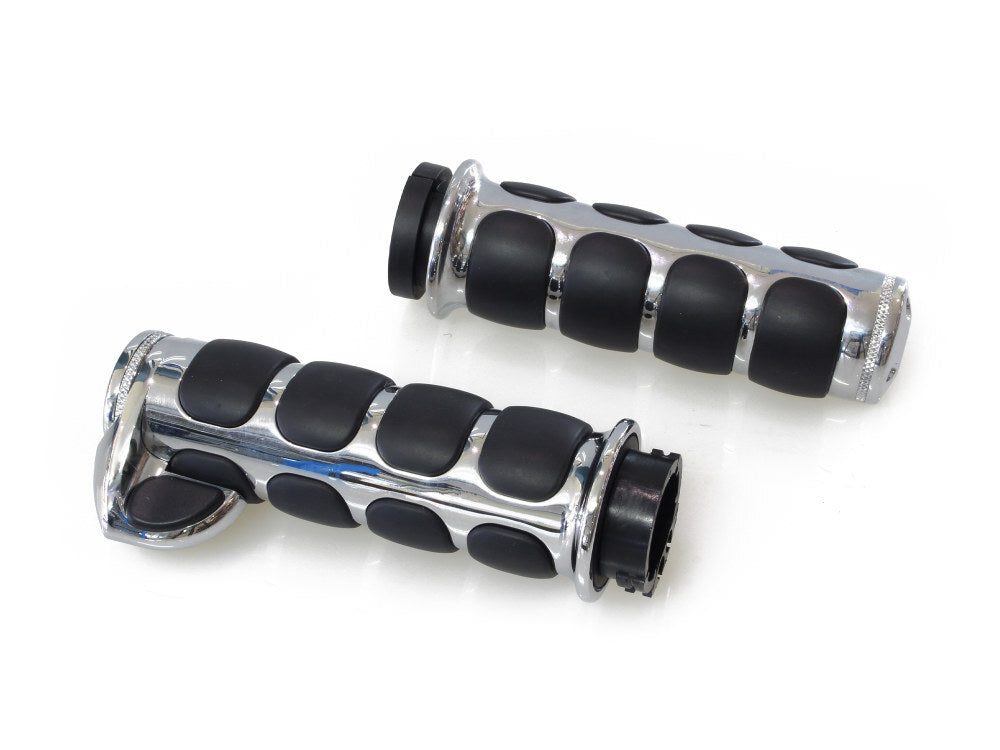 Kuryakyn K6212 ISO Handgrips Chrome w/Throttle Boss for H-D w/Throttle Cable