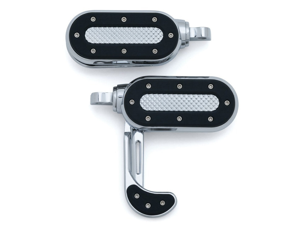 Kuryakyn K7027 Heavy Industry Footpegs Chrome w/Switchblades & H-D Male Mount