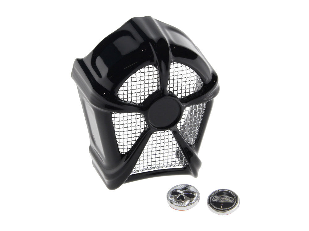 Kuryakyn K7297 Mach 2 Horn Cover w/Chrome Mesh Black for H-D 92-Up w/Stock Cowbell Horn 69060-90 & Replaces the Stock Waterfall Horn Cover 69012-93