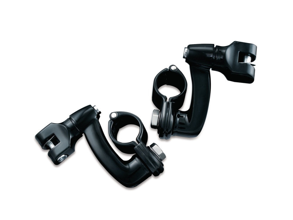 Kuryakyn K7571 3-1/4" Longhorn Offset Footpeg Mounts w/1-1/4" Magnum Quick Clamps Black