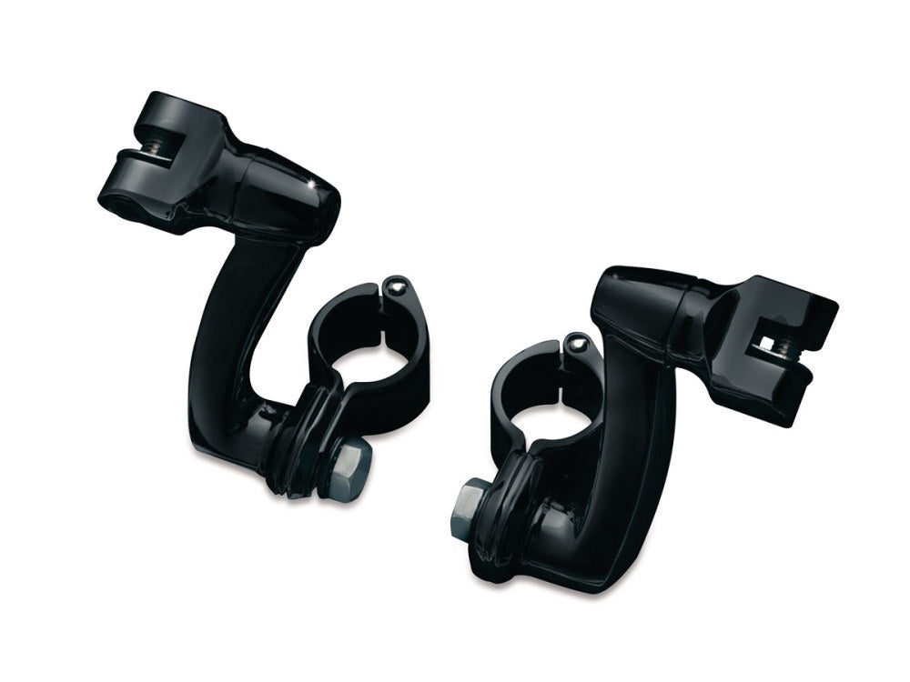 Kuryakyn K7571 3-1/4" Longhorn Offset Footpeg Mounts w/1-1/4" Magnum Quick Clamps Black