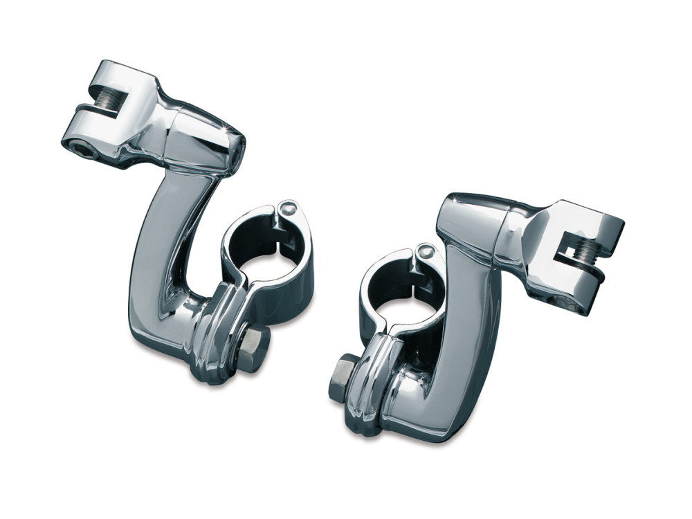 Kuryakyn K7986 Longhorn 3-1/4" Offset Footpeg Mounts Chrome w/1-1/4" Magnum Quick Clamps