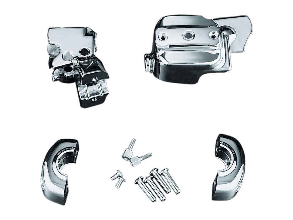 Kuryakyn K9126 Brake & Clutch Control Dress-Up Kit Chrome for H-D 96-17 w/Single Front Disc Rotors