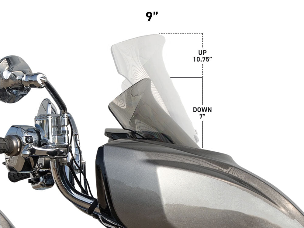 Klock Werks KKC-2312-1511 9" Flare Windshield Dark Smoke for Indian PowerPlus Chieftain/Roadmaster 25-Up Models