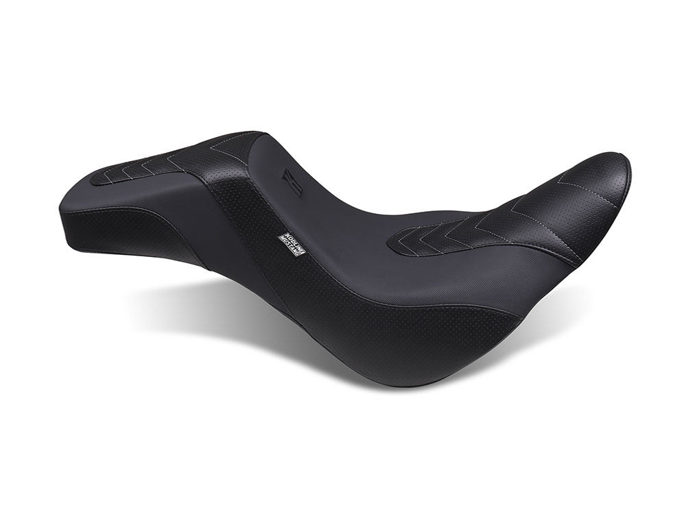 Kodlin KM-76323GM Squareback Signature Series Seat Black w/Gun Metal Thread for Sport Glide/Low Rider 18-Up/Low Rider S 20-Up/Low Rider ST 22-Up