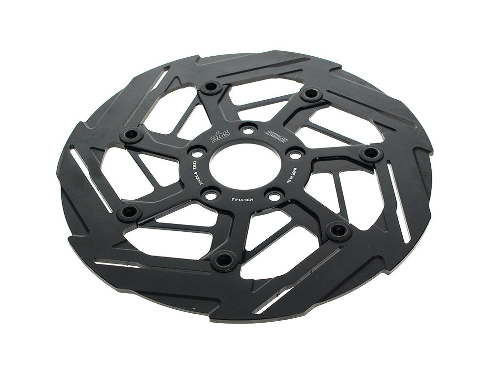 Kodlin KM-K7143DL-B 11.8" Front 7-Spoke Disc Rotor Black Band & Black Carrier for Harley-Davidson Dyna 06-17/Softail 15-Up/Sportster 14-21 & some Touring 08-Up
